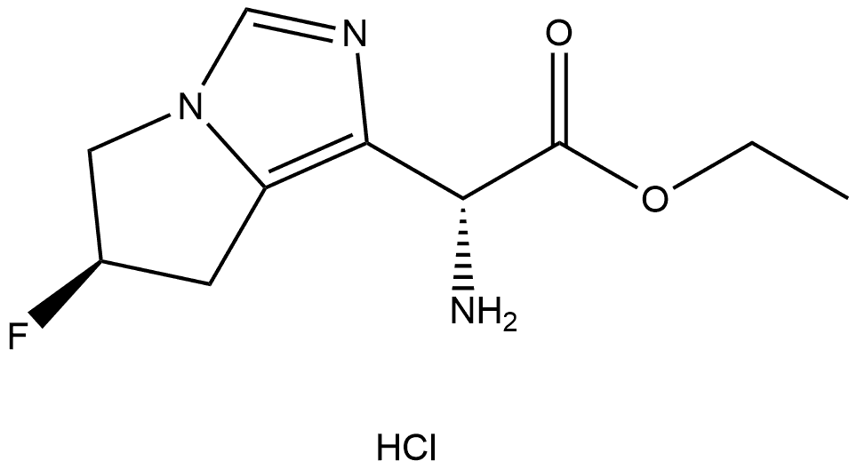 ethyl (R)-2-amino-2-((R)-6-fluoro-6,7-dihydro-5H-pyrrolo[1,2-c]imidazol-1-yl)acetate hydrochloride Structure