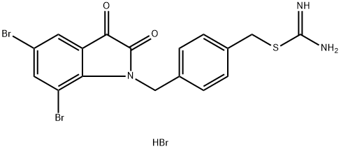 Carbamimidothioic acid, [4-[(5,7-dibromo-2,3-dihydro-2,3-dioxo-1H-indol-1-yl)methyl]phenyl]methyl ester, hydrobromide (1:1) Structure