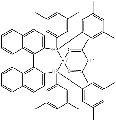 Rhodium, [1,1'-(1S)-[1,1'-binaphthalene]-2,2'-diylbis[1,1-bis(3,5-dimethylphenyl)phosphine-κP]](2,4-pentanedionato-κO2,κO4)- Structure