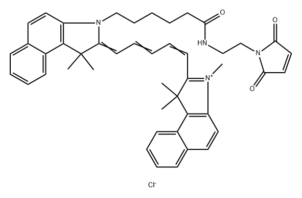 1H-Benz[e]indolium, 2-[5-[3-[6-[[2-(2,5-dihydro-2,5-dioxo-1H-pyrrol-1-yl)ethyl]amino]-6-oxohexyl]-1,3-dihydro-1,1-dimethyl-2H-benz[e]indol-2-ylidene]-1,3-pentadien-1-yl]-1,1,3-trimethyl-, chloride (1:1) 구조식 이미지