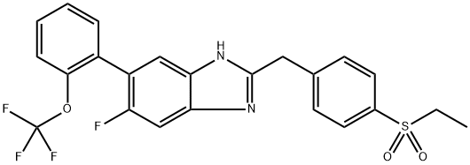 2-(4-Ethanesulfonyl-benzyl)-6-fluoro-5-(2-trifluoromethoxy-phenyl)-1H-benzoimidazole Structure