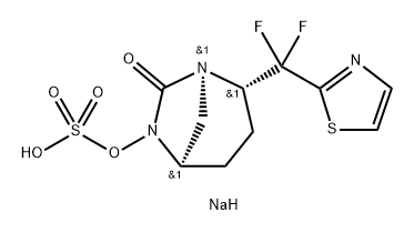 sodium (2S,5R)-2-(difluoro(thiazol-2-yl)methyl)-7-oxo-1,6-diazabicyclo[3.2.1]octan-6-yl sulfate Structure