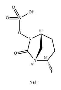 Sulfuric acid, mono[(1S,2S,5R)-2-fluoro-7-oxo- 1,6-diazabicyclo[3.2.1]oct-6-yl] ester, sodium salt (1:1) Structure