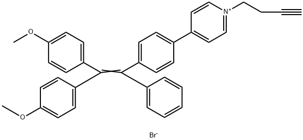 Pyridinium, 4-[4-[2,2-bis(4-methoxyphenyl)-1-phenylethenyl]phenyl]-1-(3-butyn-1-yl)-, bromide (1:1) Structure