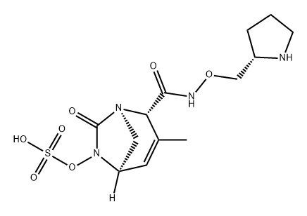 	(2S,5R)-3-methyl-7-oxo-N-{[(2S)-pyrrolidin-2-yl]methoxy}-6-(sulfooxy)-1,6-diazabicyclo[3.2.1]oct-3-ene-2-carboxamide Structure