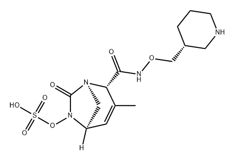 [(2S,5R)-3-methyl-7-oxo-2-[[(3R)-piperidin-3-yl]methoxycarbamoyl]-1,6-diazabicyclo[3.2.1]oct-3-en-6-yl] hydrogen sulfate Structure