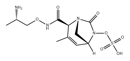 [(2S,5R)-2-[[(2S)-2-aminopropoxy]carbamoyl]-3-methyl-7-oxo-1,6-diazabicyclo[3.2.1]oct-3-en-6-yl] hydrogen sulfate Structure