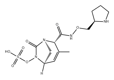 (2S,5R)-3-methyl-7-oxo-N-{[(2S)-pyrrolidin-2-yl]methoxy}-6-(sulfooxy)-1,6-diazabicyclo[3.2.1]oct-3-ene-2-carboxamide Structure