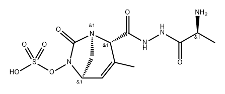 [(2S,5R)-2-[[[(2S)-2-aminopropanoyl]amino]carbamoyl]-3-methyl-7-oxo-1,6-diazabicyclo[3.2.1]oct-3-en-6-yl] hydrogen sulfate Structure