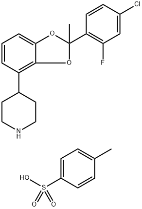 Piperidine, 4-[2-(4-chloro-2-fluorophenyl)-2-methyl-1,3-benzodioxol-4-yl]-, 4-methylbenzenesulfonate (1:1) Structure