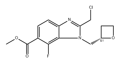 methyl (S)-2-(chloromethyl)-7-fluoro-1-(oxetan-2-ylmethyl)-1H-benzo[d]imidazole-6-carboxylate Structure