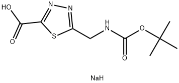 5-(1,1-Dimethylethoxy)carbonylaminomethyl-1,3,4-thiadiazole-2-carboxylic acid sodium salt (1:1) Structure