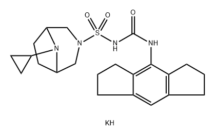 3,8-Diazabicyclo[3.2.1]octane-3-sulfonamide, 8-cyclopropyl-N-[[(1,2,3,5,6,7-hexahydro-s-indacen-4-yl)amino]carbonyl]-, potassium salt (1:1) Structure