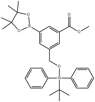 Methyl 3-(((tert-butyldiphenylsilyl)oxy)methyl)-5-(4,4,5,5-tetramethyl-1,3,2-dioxaborolan-2-yl)benzoate Structure