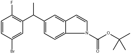 tert-butyl 5-(1-(5-bromo-2-fluorophenyl)ethyl)-1H-indole-1-carboxylate Structure