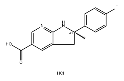 1H-Pyrrolo[2,3-b]pyridine-5-carboxylic acid, 2-(4-fluorophenyl)-2,3-dihydro-2-methyl-, hydrochloride (1:1), (2R)- Structure