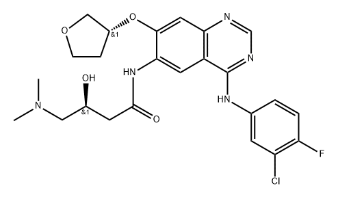 (S)-N-(4-((3-Chloro-4-fluorophenyl)amino)-7-(((R)-tetrahydrofuran-3-yl)oxy)quinazolin-6-yl)-4-(dimethylamino)-3-hydroxybutanamide Structure