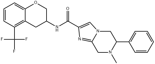 7-methyl-6-phenyl-N-(5-(trifluoromethyl)chroman-3-yl)-5,6,7,8-tetrahydroimidazo[1,2-a]pyrazine-2-carboxamide Structure