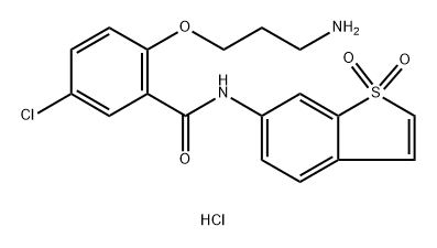 Benzamide, 2-(3-aminopropoxy)-5-chloro-N-(1,1-dioxidobenzo[b]thien-6-yl)-, hydrochloride (1:1) 구조식 이미지