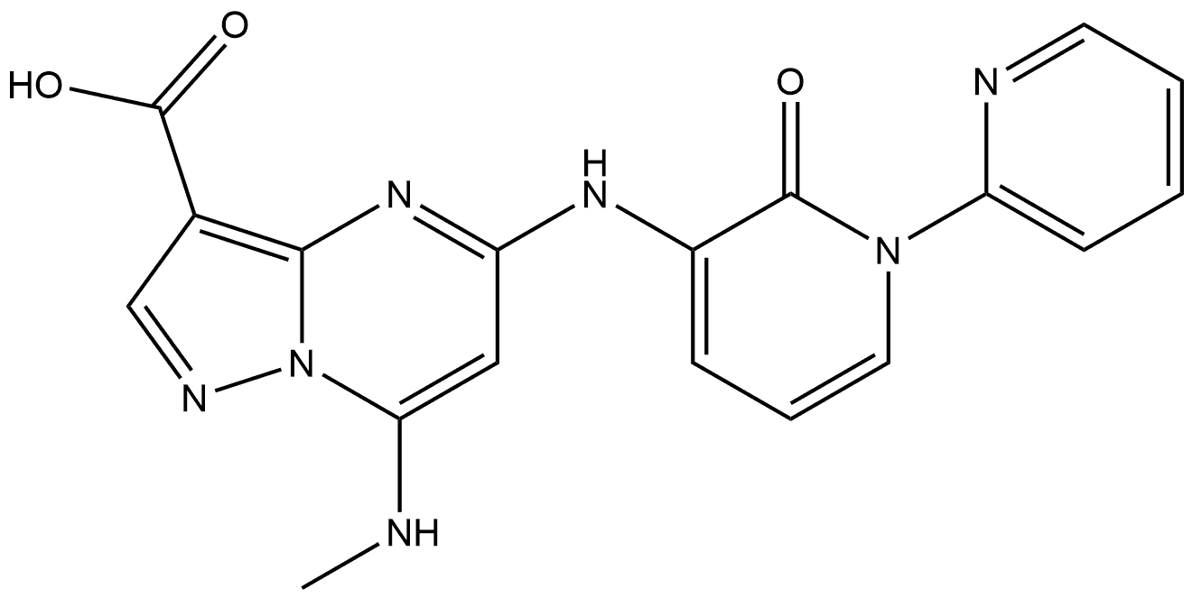 7-(methylamino)-5-((2-oxo-2H-[1,2'-bipyridin]-3-yl)amino)pyrazolo[1,5-a]pyrimidine-3-carboxylic acid Structure