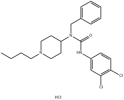 Urea, N-(1-butyl-4-piperidinyl)-N'-(3,4-dichlorophenyl)-N-(phenylmethyl)-, hydrochloride (1:1) 구조식 이미지