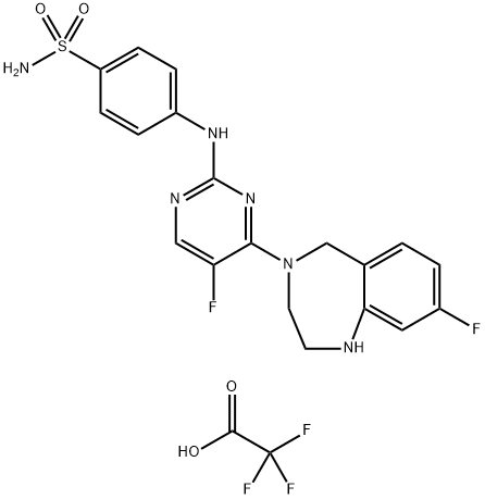 Benzenesulfonamide, 4-[[5-fluoro-4-(8-fluoro-1,2,3,5-tetrahydro-4H-1,4-benzodiazepin-4-yl)-2-pyrimidinyl]amino]-, 2,2,2-trifluoroacetate (1:1) Structure