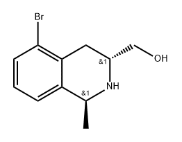 ((1S,3R)-5-Bromo-1-methyl-1,2,3,4-tetrahydroisoquinolin-3-yl)methanol 구조식 이미지
