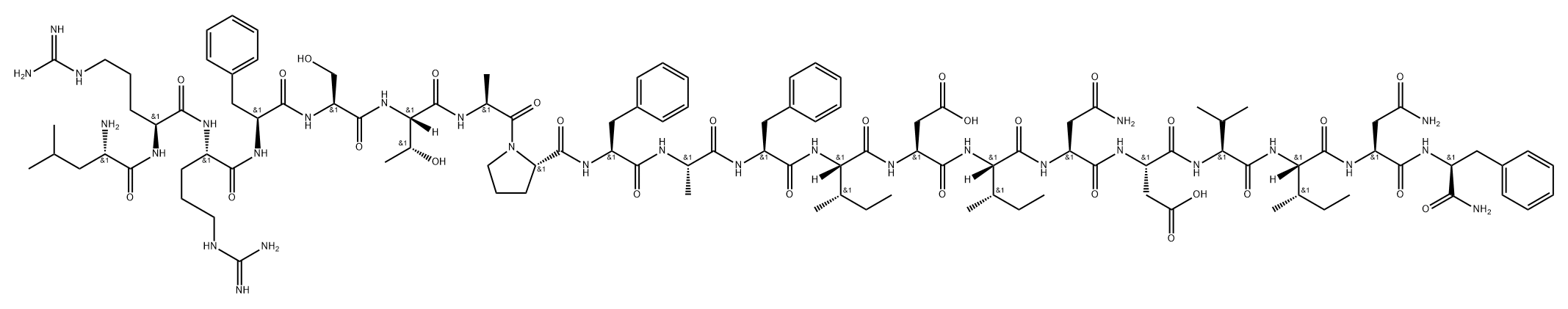 L-Phenylalaninamide, L-leucyl-L-arginyl-L-arginyl-L-phenylalanyl-L-seryl-L-threonyl-L-alanyl-L-prolyl-L-phenylalanyl-L-alanyl-L-phenylalanyl-L-isoleucyl-L-α-aspartyl-L-isoleucyl-L-asparaginyl-L-α-aspartyl-L-valyl-L-isoleucyl-L-asparaginyl- 구조식 이미지