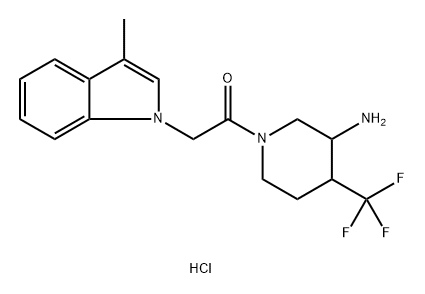 1-[3-amino-4-(trifluoromethyl)piperidin-1-yl]-2-(3- methyl-1H-indol-1-yl)ethan-1-one hydrochloride Structure