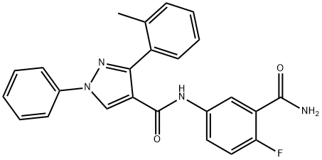 N-[3-(Aminocarbonyl)-4-fluorophenyl]-3-(2-methylphenyl)-1-phenyl-1H-pyrazole-4-carboxamide Structure