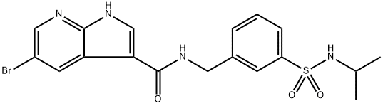 5-bromo-N-(3-(N-isopropylsulfamoyl)benzyl)-1H-pyrrolo[2,3-b]pyridine-3-carboxamide5-bromo-N-(3-(N-isopropylaminosufonyl-)benzyl)-1H-pyrrole[2,3-b]pyridin-3-carboxylic acid amide Structure