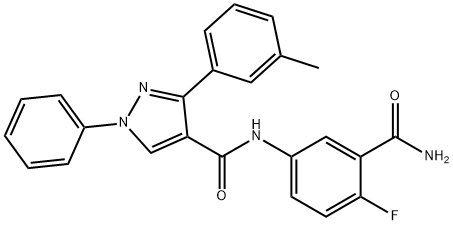 N-[3-(Aminocarbonyl)-4-fluorophenyl]-3-(3-methylphenyl)-1-phenyl-1H-pyrazole-4-carboxamide Structure