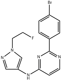 2-(4-bromophenyl)-N-(1-(2-fluoroethyl)-1H-pyrazol-4-yl)pyrimidin-4-amine2-(4-bromophenyl)-N-(1-(2-fluoroethyl)-1H-pyrazole-4-yl)pyrimidine-4-amine Structure