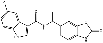 5-Bromo-N-[1-(2,3-dihydro-2-oxo-6-benzoxazolyl)ethyl]-1H-pyrrolo[2,3-b]pyridine-3-carboxamide Structure