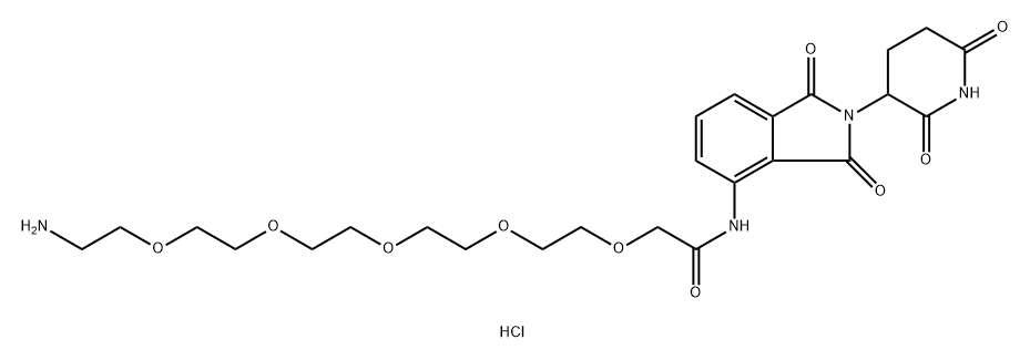 Acetamide, 2-[(14-amino-3,6,9,12-tetraoxatetradec-1-yl)oxy]-N-[2-(2,6-dioxo-3-piperidinyl)-2,3-dihydro-1,3-dioxo-1H-isoindol-4-yl]-, hydrochloride (1:1) Structure