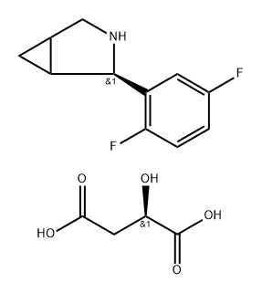 (2R)-2-(2,5-difluorophenyl)-3-azabicyclo[3.1.0]hexane (R)-2-hydroxysuccinate 구조식 이미지