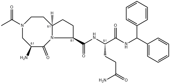 (S)-2-((5S,8S,10aR)-3-Acetyl-5-amino-6-oxodecahydropyrrolo[1,2-a][1,5]diazocine-8-carboxamido)-N1-benzhydrylpentanediamide Structure