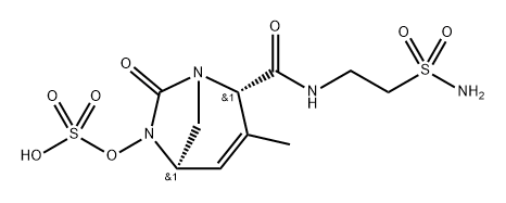 Sulfuric acid, mono[(2S,5R)-2-[[[2-(aminosu lfonyl)ethyl]amino]carbonyl]-3-methyl-7-oxo1,6-diazabicyclo[3.2.1]oct-3-en-6-yl] ester Structure