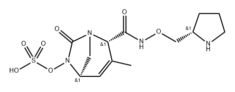 [(2S,5R)-3-methyl-7-oxo-2-[[(2S)-pyrrolidin-2-yl]methoxycarbamoyl]-1,6-diazabicyclo[3.2.1]oct-3-en-6-yl] hydrogen sulfate Structure