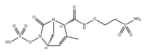 (1R,2S,5R)-3-methyl-7-oxo-2-((2-sulfamoylethoxy)carbamoyl)-1,6-diazabicyclo[3.2.1]oct-3-en-6-yl hydrogen sulfate Structure