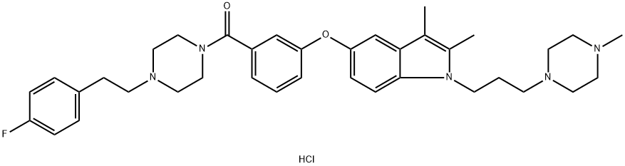 Methanone, [3-[[2,3-dimethyl-1-[3-(4-methyl-1-piperazinyl)propyl]-1H-indol-5-yl]oxy]phenyl][4-[2-(4-fluorophenyl)ethyl]-1-piperazinyl]-, hydrochloride (1:3) Structure