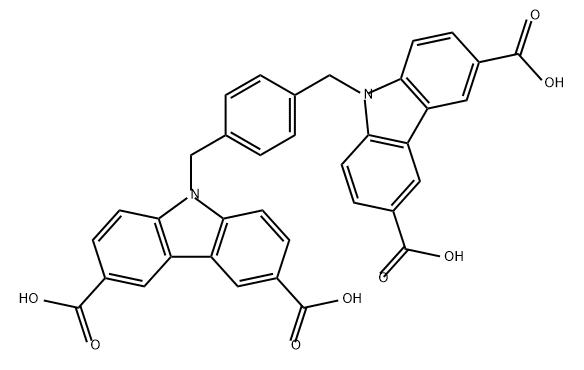 9,9'-(1,4-phenylenebis(methylene))bis(9H-carbazole-3,6-dicarboxylic acid) Structure