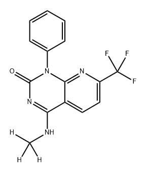 1-Phenyl-4-trideuteromethylamino-7-trifluoromethyl-1H-pyrido[2,3-d]pyrimidin-2-one 구조식 이미지