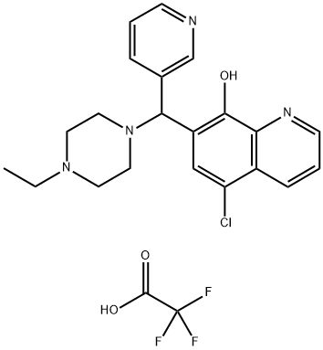 8-Quinolinol, 5-chloro-7-[(4-ethyl-1-piperazinyl)-3-pyridinylmethyl]-, 2,2,2-trifluoroacetate (1:2) Structure