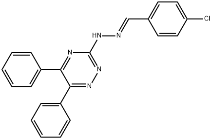 Benzaldehyde, 4-chloro-, 2-(5,6-diphenyl-1,2,4-triazin-3-yl)hydrazone, [C(E)]- Structure