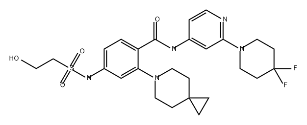 Benzamide, 2-(6-azaspiro[2.5]oct-6-yl)-N-[2-(4,4-difluoro-1-piperidinyl)-4-pyridinyl]-4-[[(2-hydroxyethyl)sulfonyl]amino]- Structure