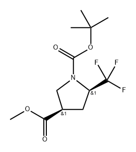 O1-tert-butyl O3-methyl cis-5-(trifluoromethyl)pyrrolidine-1,3-dicarboxylate 구조식 이미지