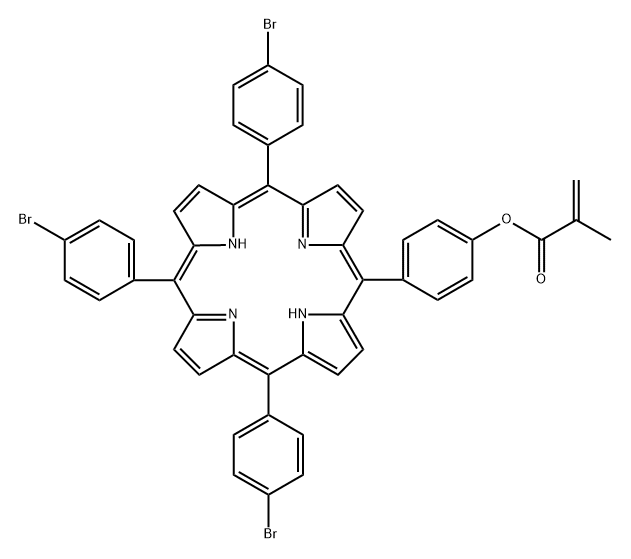 2-Propenoic acid, 2-methyl-, 4-[10,15,20-tris(4-bromophenyl)-21H,23H-porphin-5-yl]phenyl ester, homopolymer Structure