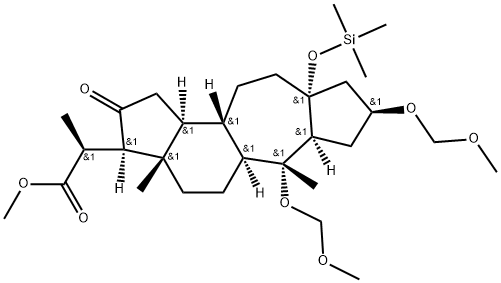 1H-Indeno[5,4-f]azulene-3-acetic acid, hexadecahydro-6,8-bis(methoxymethoxy)-α,3a,6-trimethyl-2-oxo-9a-[(trimethylsilyl)oxy]-, methyl ester, (αS,3R,3aS,5aS,6R,6aS,8S,9aR,11aS,11bS)- Structure