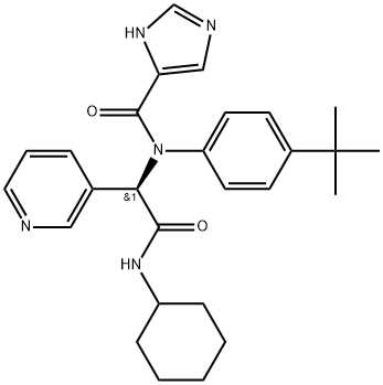 3-Pyridineacetamide, N-cyclohexyl-α-[[4-(1,1-dimethylethyl)phenyl](1H-imidazol-5-ylcarbonyl)amino]-, (αR)- 구조식 이미지